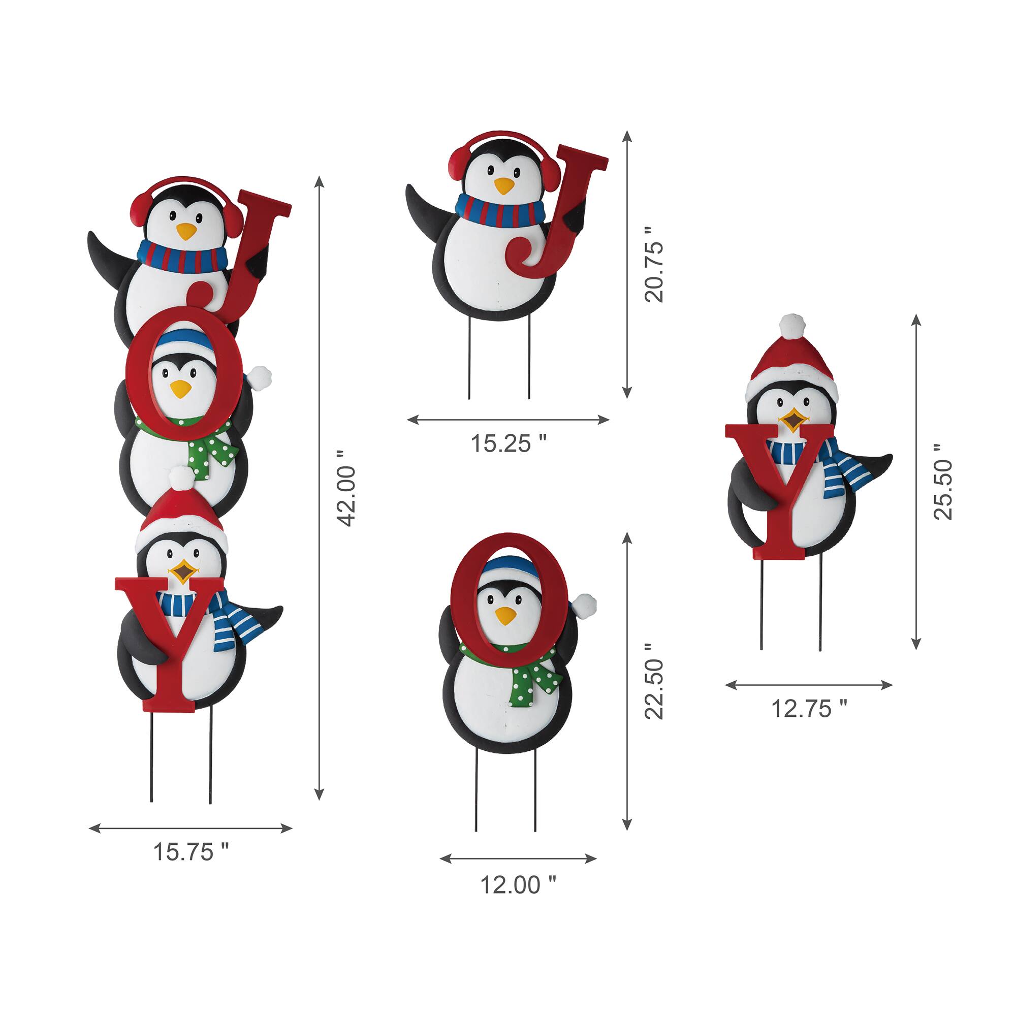 Glitzhome® 3.5ft. Metal Joy Penguin Yard Stake Set